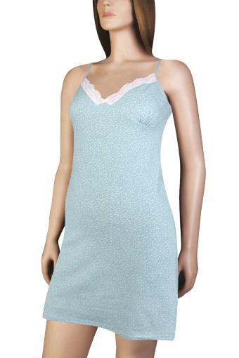 DOMİNANT - Dominant Kadın Elbise İp Askılı Pamuk Yakası Danteli Kısa - Mint Yeşili