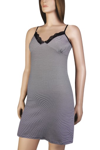 DOMİNANT - Dominant Kadın Elbise İp Askılı Pamuk Yakası Danteli Kısa - Siyah