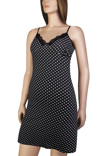 DOMİNANT - Dominant Kadın Elbise İp Askılı Pamuk Yakası Danteli Kısa - Siyah