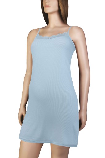 DOMİNANT - Dominant Kadın Elbise İp Askılı Viskon Yakası Danteli Kısa - Mint Yeşili