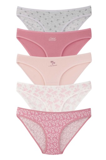 DOMİNANT - Dominant Kadın Slip Bikini Desenli Külot 5'li - Asorti