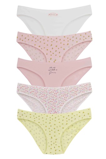 DOMİNANT - Dominant Kadın Slip Bikini Desenli Külot 5'li - Asorti