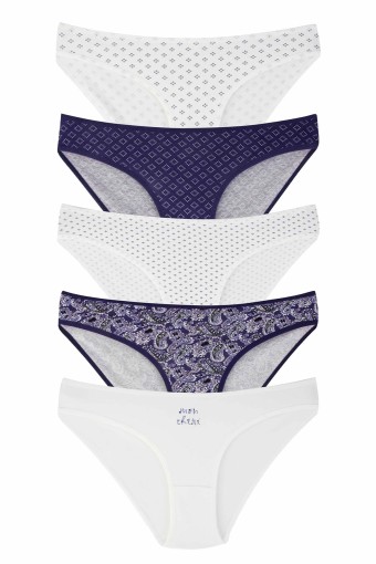 DOMİNANT - Dominant Kadın Slip Bikini Desenli Külot 5'li - Asorti