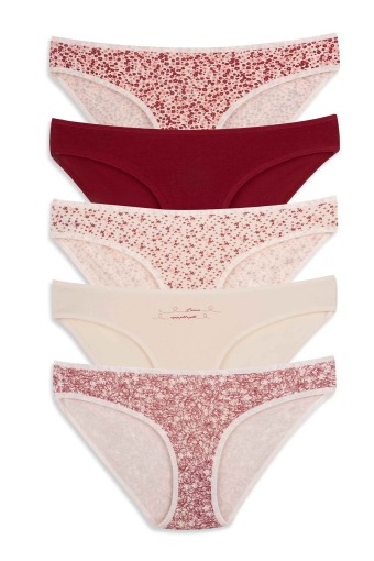 DOMİNANT - Dominant Kadın Slip Bikini Desenli Külot 5'li - Asorti