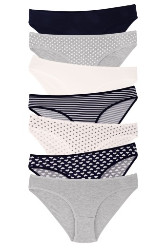 DOMİNANT - Dominant Kadın Slip Bikini Külot 7'li Desenli - Asorti