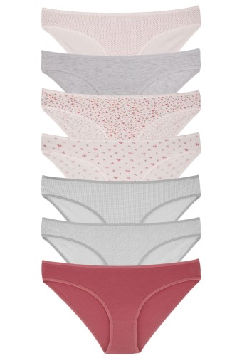 DOMİNANT - Dominant Kadın Slip Bikini Külot 7'li Desenli - Asorti