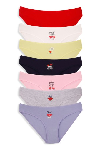 DOMİNANT - Dominant Kadın Slip Bikini Külot 7'li Desenli - ASORTİ