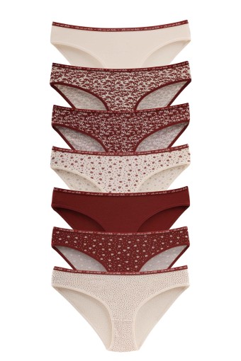 DOMİNANT - Dominant Kadın Slip Bikini Külot 7'li Desenli - Asorti
