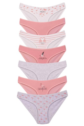 DOMİNANT - Dominant Kadın Slip Bikini Külot 7'li Desenli - Asorti