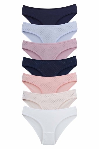 DOMİNANT - Dominant Kadın Slip Bikini Külot 7'li Desenli - Asorti