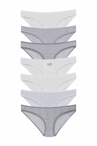 DOMİNANT - Dominant Kadın Slip Bikini Külot 7'li Desenli - Asorti