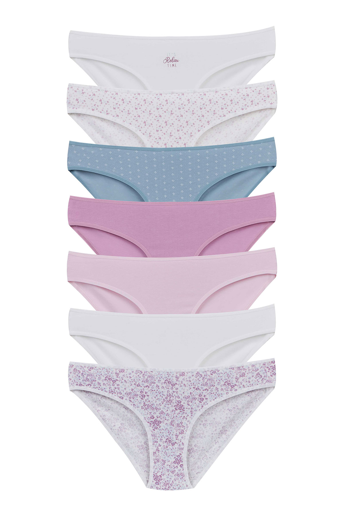 Dominant Kadın Slip Bikini Külot 7'li Desenli - Asorti - Thumbnail