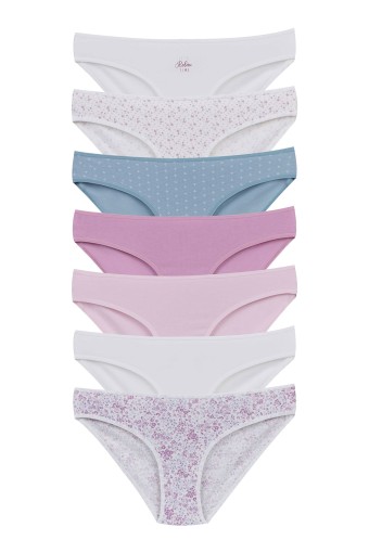 DOMİNANT - Dominant Kadın Slip Bikini Külot 7'li Desenli - Asorti