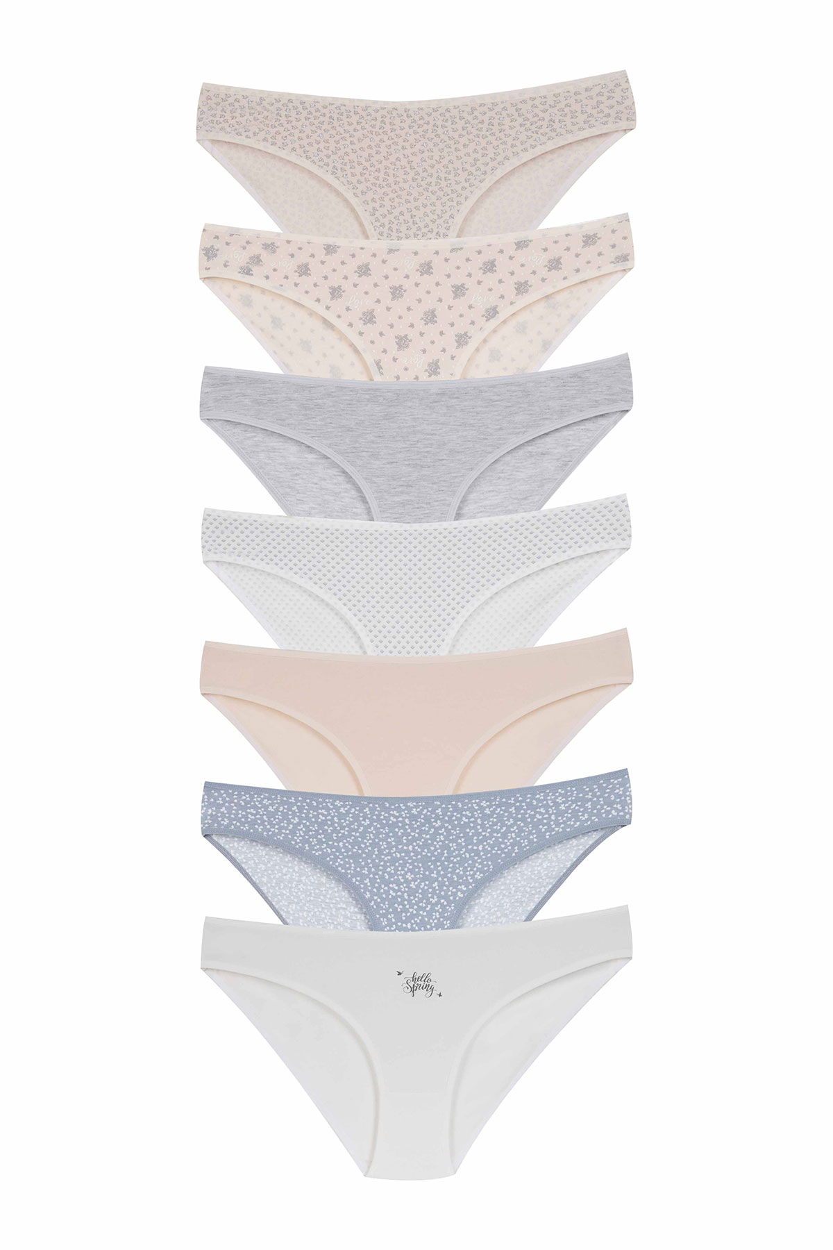 Dominant Kadın Slip Bikini Külot 7'li Desenli - Asorti - Thumbnail
