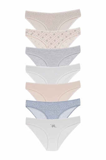 DOMİNANT - Dominant Kadın Slip Bikini Külot 7'li Desenli - Asorti