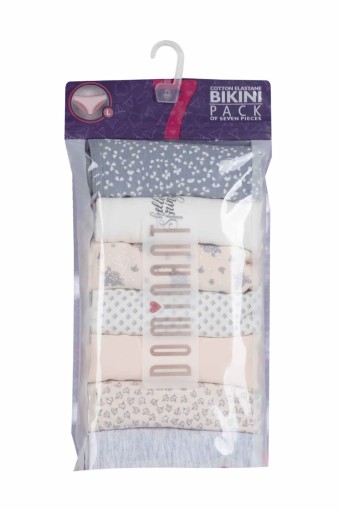 DOMİNANT - Dominant Kadın Slip Bikini Külot 7'li Desenli - Asorti (1)