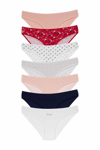 DOMİNANT - Dominant Kadın Slip Bikini Külot 7'li Desenli - Asorti