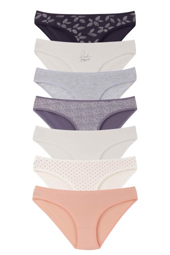 DOMİNANT - Dominant Kadın Slip Bikini Külot 7'li Desenli - Asorti