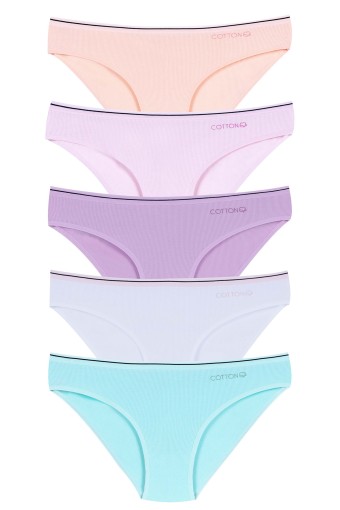 DOMİNANT - Dominant Kadın Slip Bikini Külot Beli Lastikli Çizgili (1)