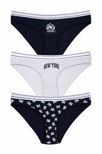 DOMİNANT - Dominant Kadın Slip Bikini Külot Beli Lastikli Çizgili