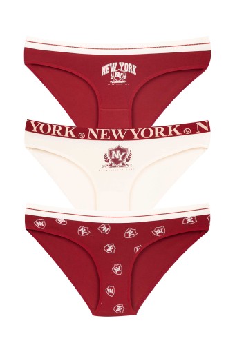 DOMİNANT - Dominant Kadın Slip Bikini Külot Beli Lastikli Yazılı