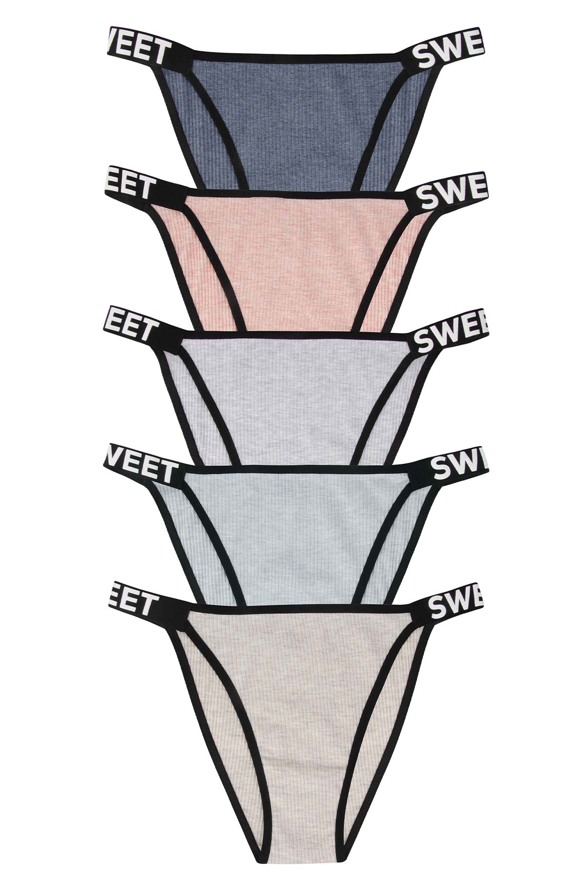 Dominant Kadın Slip Bikini Külot Beli Sweet Yazılı Ribana Biyeli - Thumbnail