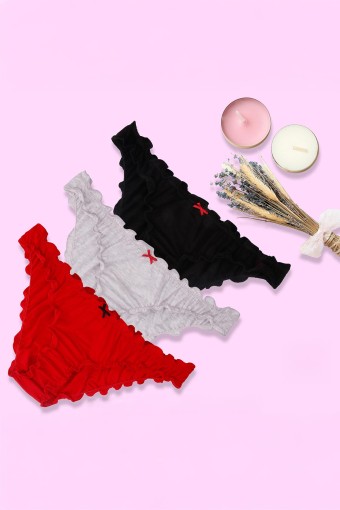 DOMİNANT - Dominant Kadın Slip Bikini Külot Fırfırlı