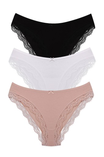 DOMİNANT - Dominant Kadın Slip Bikini Külot Kenarları Dantelli