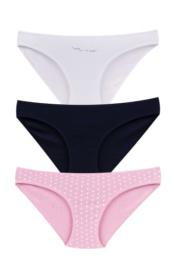 DOMİNANT - Dominant Kadın Slip Külot 3'lü Pamuk - Asorti