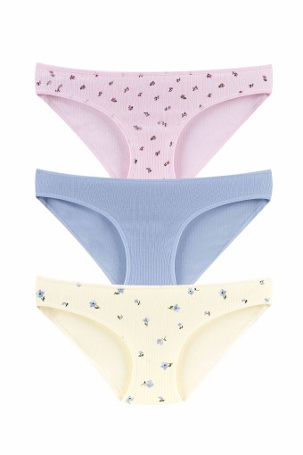 DOMİNANT - Dominant Kadın Slip Külot 3'lü Pamuk - Asorti