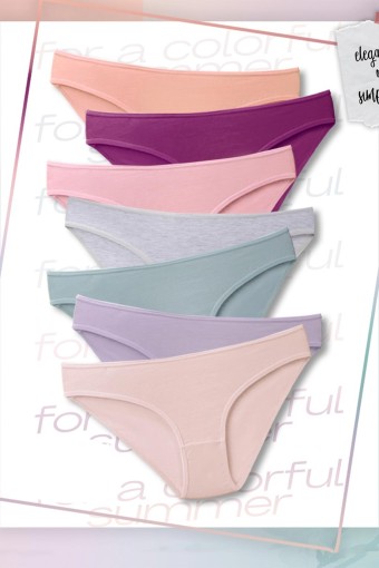DOMİNANT - Dominant Kadın Slip Külot 7'li Pamuk - Asorti