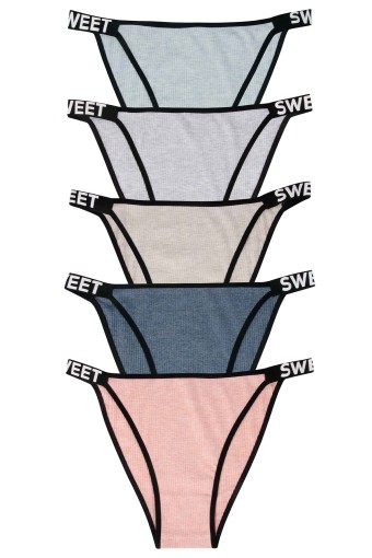 DOMİNANT - Dominant Kadın Slip Külot Büyük Beden Beli Sweet Yazılı Ribana