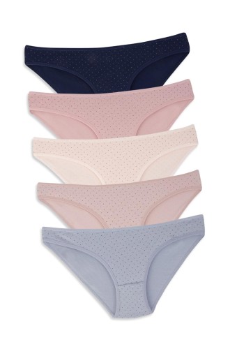 DOMİNANT - Dominant Kadın Slip Külot Puantiyeli 5'li Pamuk - Asorti