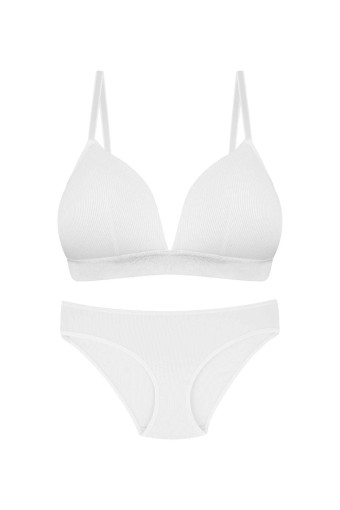 DOMİNANT - Dominant Kadın Sütyen Külot Takım Balensiz Lastikli - Ekru