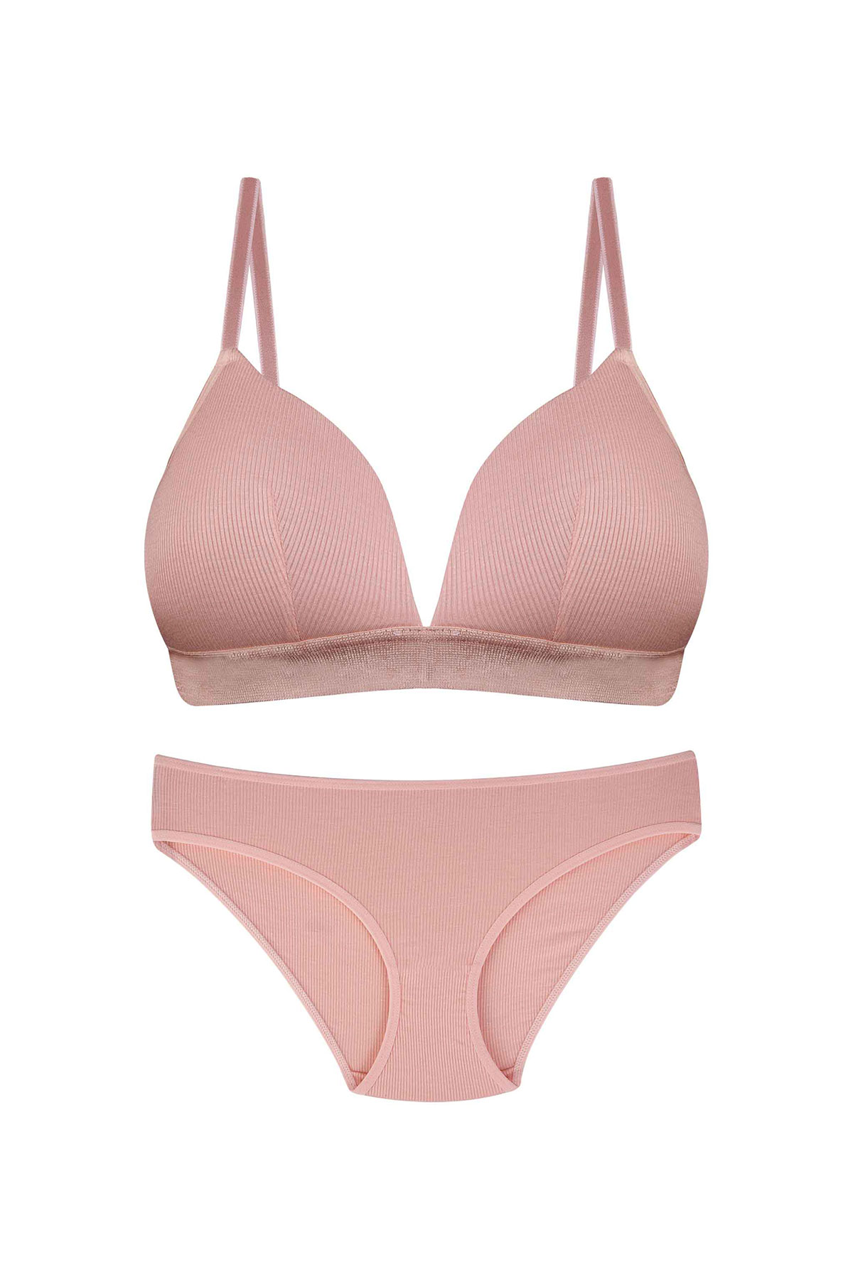 Dominant Kadın Sütyen Külot Takım Balensiz Lastikli - Gülkurusu - Thumbnail