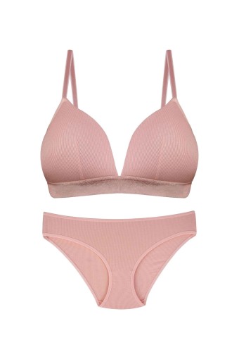 DOMİNANT - Dominant Kadın Sütyen Külot Takım Balensiz Lastikli - Gülkurusu