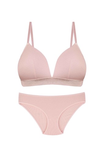 DOMİNANT - Dominant Kadın Sütyen Külot Takım Balensiz Lastikli - Somon