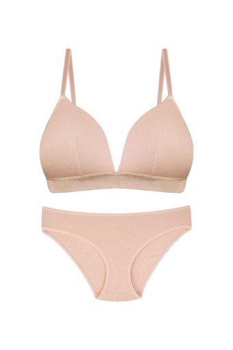 DOMİNANT - Dominant Kadın Sütyen Külot Takım Balensiz Lastikli - Somon (1)