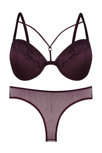 DOMİNANT - Dominant Kadın Sütyen Külot Takım Desteksiz Dantel Detaylı - Bordo
