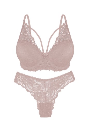 DOMİNANT - Dominant Kadın Sütyen Külot Takım Destekli İpli Taşlı - Kırmızı (1)