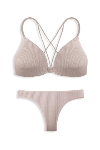 DOMİNANT - Dominant Kadın Sütyen Külot Takım - Yeni Açık Vizon