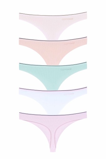 DOMİNANT - Dominant Kadın Tanga Fitilli Ribana Beli Çizgili