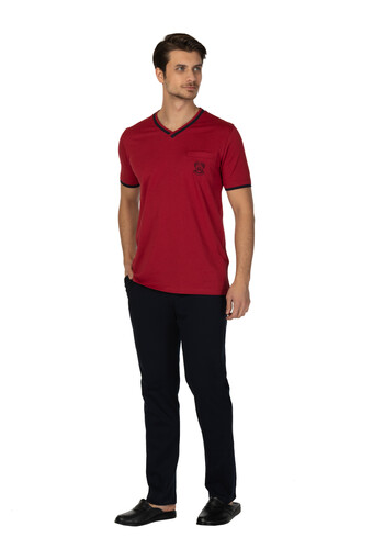 DS DAMAT - Ds Damat Erkek Pijama Takımı 3'lü Kısa Kol V Yaka Malibu