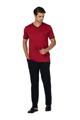 DS DAMAT - Ds Damat Erkek Pijama Takımı 3'lü Kısa Kol V Yaka Malibu (1)