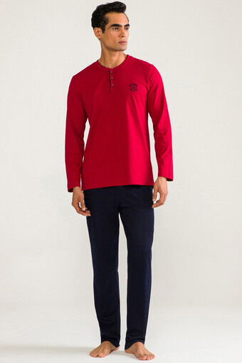 DS DAMAT - Ds Damat Erkek Pijama Takımı Uzun Kol Yarım Patlı (1)