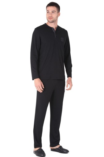 DS DAMAT - Ds Damat Erkek Pijama Takımı Yarım Patlı Uzun Kol Pamuk Modal (1)