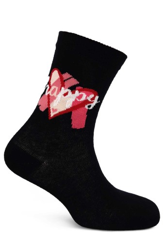 DÜNDAR - Dündar Comfort Kız Çocuk Soket Çorap Lyrca Cotton Kalpli Happy - Asorti - 11