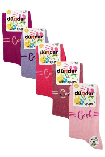 DÜNDAR - Dündar Kız Çocuk Comfort Pamuklu Likralı Soket Çorap Desen-47 - Asorti - 11 (1)