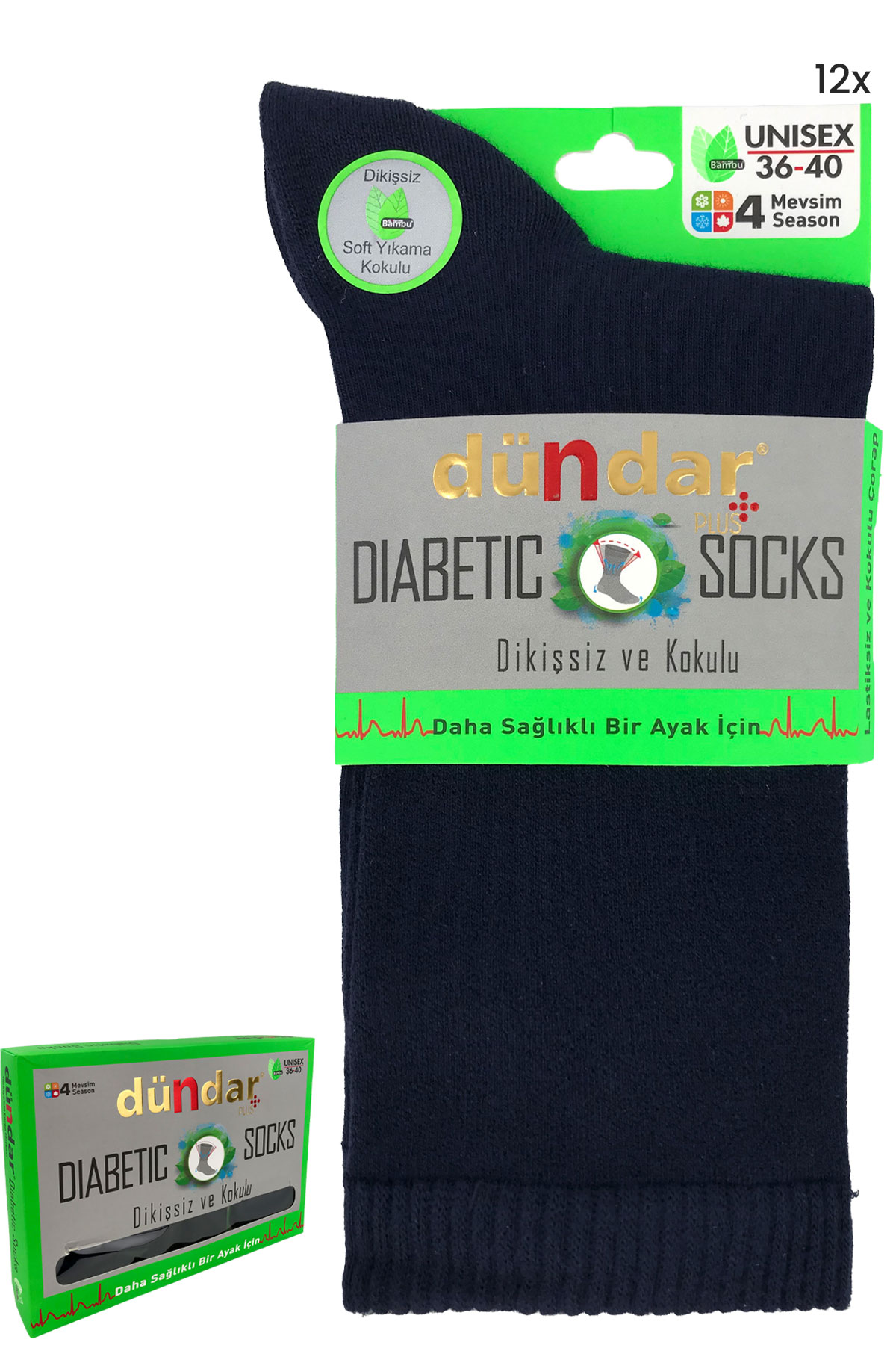 Dündar Plus Unisex Bambu Diabetic Şeker Çorabı - Thumbnail