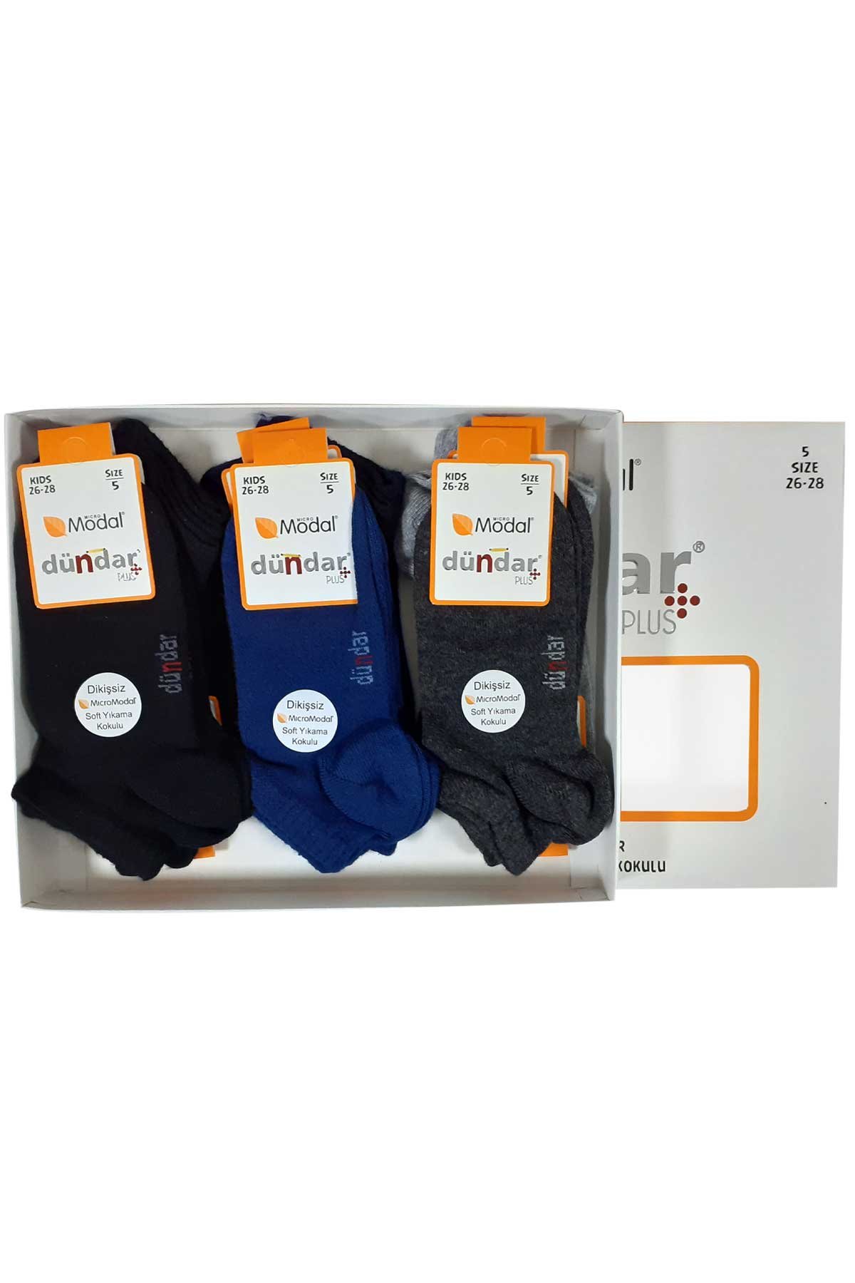 Dündar Plus Unisex Çocuk Patik Çorap Modal Dikişsiz Düz Renk - Melanj Asorti - 9 - Thumbnail